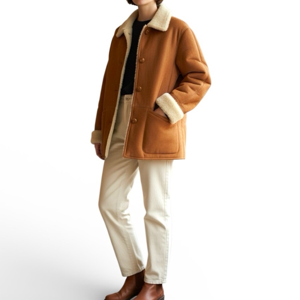 DANIER Tan Sheepskin Shearling Leather Coat